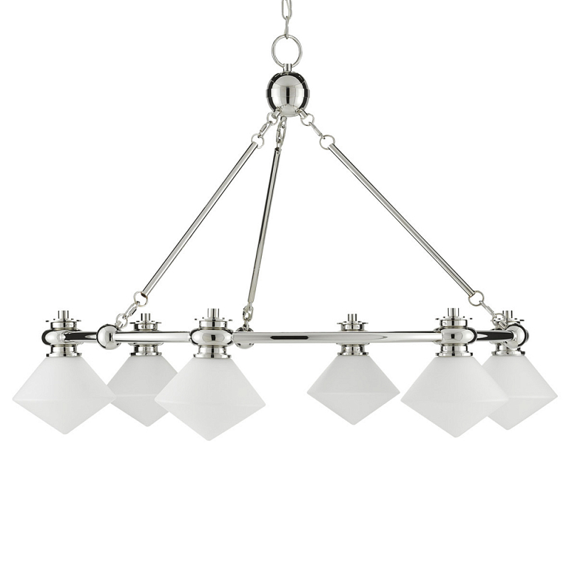 Люстра с ромбовидными плафонами Pointed Diamond Shade Никель Белый Люстра с ромбовидными плафонами Pointed Diamond Shade Никель Белый в Грозном | Loft Concept