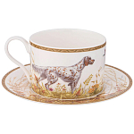 Чайная пара из фарфора с изображением собаки и уток 300 мл Hunting Porcelain Collection варинант исполнения - 1 | Loft Concept в Грозном