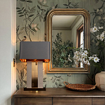 Настольная лампа с основанием из натурального камня c серым прямоугольным абажуром Lapis Tiburtinus варинант исполнения - 5 | Loft Concept в Грозном