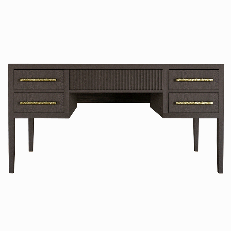 Большой Рабочий стол Primo с 5 выдвижными ящиками Темный орех Орех в Грозном | Loft Concept 