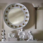 Зеркало белое с круглыми золотыми декоративными элементами Prince of the Church варинант исполнения - 3 | Loft Concept в Грозном