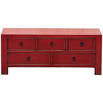 Деревянная ТВ-тумба с 5-ю выдвижными ящиками в китайском стиле красная Wei Chinese TV Stand варинант исполнения - 1 | Loft Concept в Грозном