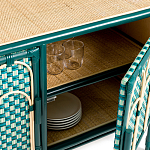 Комод для посуды из ротанга Felice Rattan Green варинант исполнения - 4 | Loft Concept в Грозном