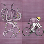 Плитка с узором Осьминог велосипедист варинант исполнения - 1 | Loft Concept в Грозном