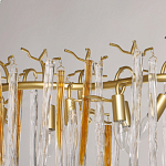 Люстра линейная золотого цвета с декоративными ветвями и длинными стеклянными подвесками в форме сосулек Droplet Chandelier варинант исполнения - 8 | Loft Concept в Грозном