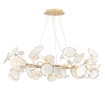 Люстра круглая с белыми лепестками из керамики и прозрачными хрустальными цветками Диаметр 82 см Wintery flovers варинант исполнения - 3 | Loft Concept в Грозном