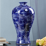 Ваза из фарфора сине-белого цвета Blue & White Ornament  варинант исполнения - 4 | Loft Concept в Грозном