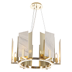 Люстра подвесная круглая с мраморными прямоугольными вставками и золотым основанием Диаметр 55 см Marble square Chandelier варинант исполнения - 1 | Loft Concept в Грозном