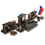 Настольный письменный набор с часами из природного камня обсидиана Peace Contract варинант исполнения - 2 | Loft Concept в Грозном