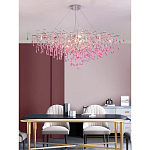 Люстра овальная с розовыми стеклянными подвесками в форме капель FAIRYTREE Light варинант исполнения - 4 | Loft Concept в Грозном
