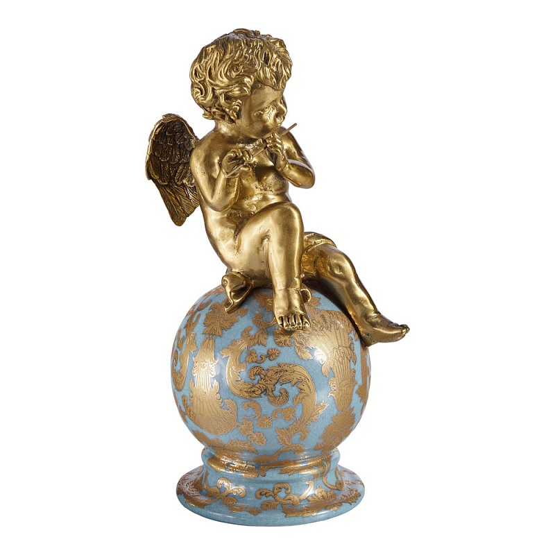 Фигурка Ангел с флейтой на шаре Seraphic Бронза Голубой в Грозном | Loft Concept 