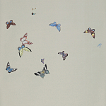 Обои ручная роспись Butterflies Icarus on Rose Shadow metallic silk варинант исполнения - 2 | Loft Concept в Грозном