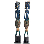 Комплект из 2-х деревянных статуэток Asmat Tall Statuettes Blue Green варинант исполнения - 1 | Loft Concept в Грозном