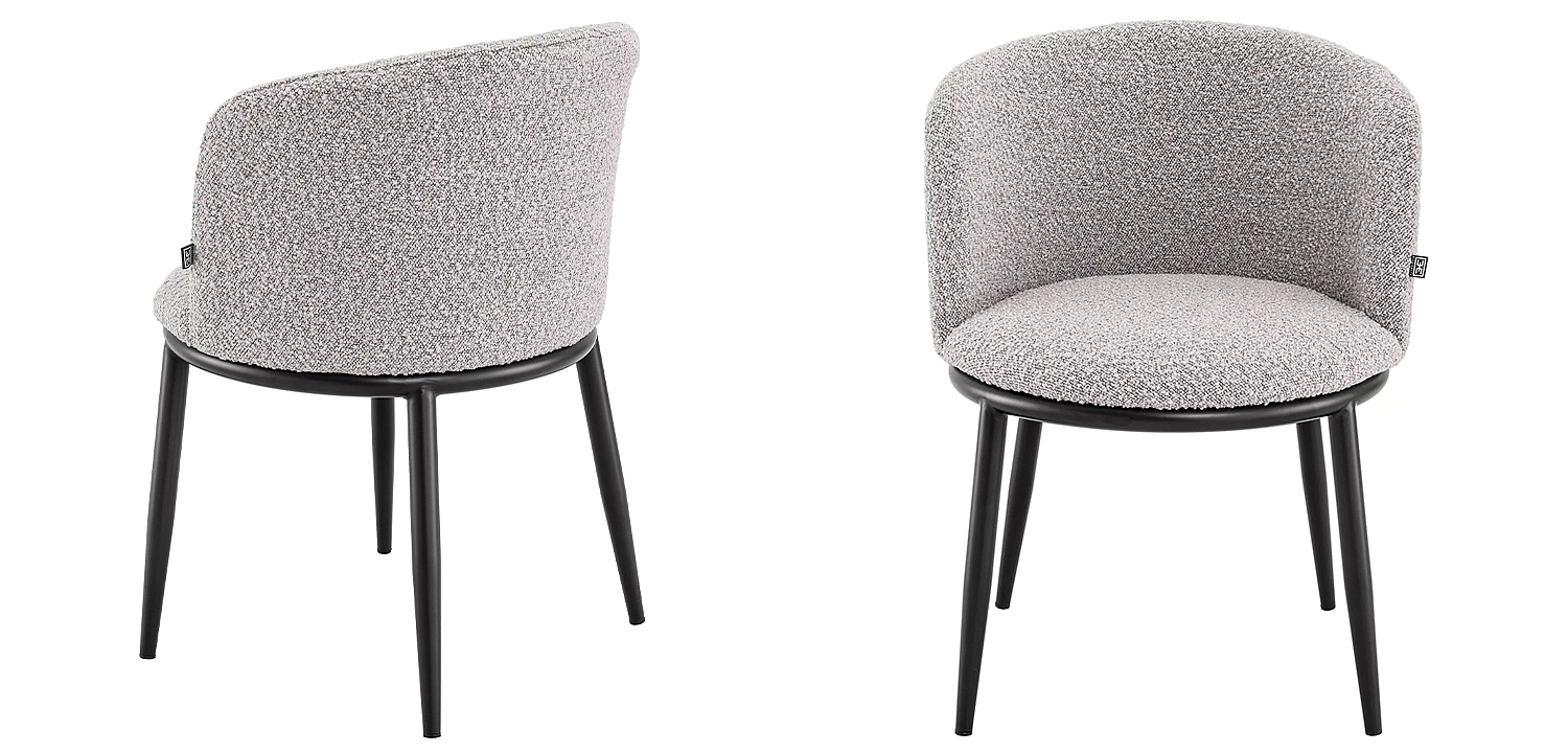 Комплект из двух стульев Eichholtz Dining Chair Filmore Set of 2 Boucle Grey Комплект из двух стульев Eichholtz Dining Chair Filmore Set of 2 Boucle Grey - Loft-Concept в Грозном