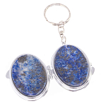 Зеркало брелок карманное двухстороннее из натурального камня Лазурит Stone Mirrors варинант исполнения - 2 | Loft Concept в Грозном