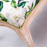 Банкетка из натурального бука золотистая с изображением птиц и цветов Blooming Birds варинант исполнения - 2 | Loft Concept в Грозном