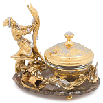 Икорница с декором "Емеля" с гравировкой на подставке из натурального камня Агат Decorative Cavair Dishes варинант исполнения - 1 | Loft Concept в Грозном