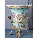 Ваза из голубого фарфора с рисунком птиц и цветов и декоративными элементами Blue Garden варинант исполнения - 7 | Loft Concept в Грозном