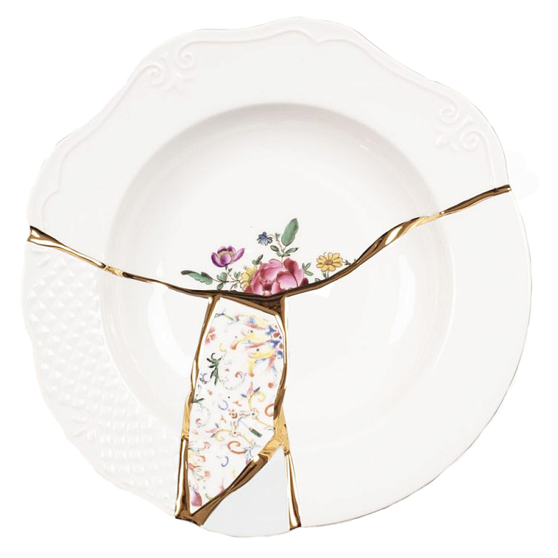 Тарелка глубокая Seletti Kintsugi 2 Белый Золотой Мульти Тарелка глубокая Seletti Kintsugi 2 Белый Золотой Мульти в Грозном | Loft Concept