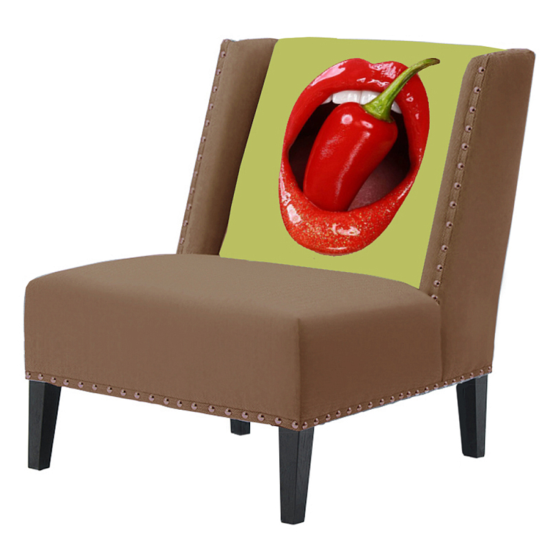 FUN Armchair "Chili Pepper" Beige Дизайнерское кресло с цветным принтом Бежевый FUN Armchair "Chili Pepper" Beige Дизайнерское кресло с цветным принтом Бежевый в Грозном | Loft Concept