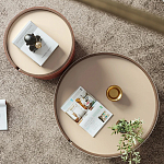 Круглый кофейный стол Baxter Leather Coffee Table варинант исполнения - 3 | Loft Concept в Грозном