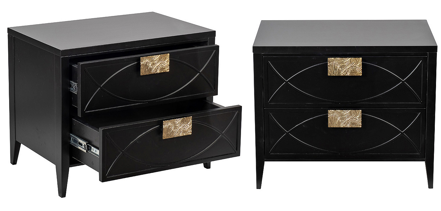 Тумба с 2-мя ящиками Amelie Black Nightstand Черная Тумба с 2-мя ящиками Amelie Black Nightstand Черная - Loft-Concept в Грозном