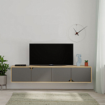ТВ-тумба подвесная цвета древесины с 4-мя темно-серыми дверцами SPARK TV STAND OAK ANTHRACITE варинант исполнения - 1 | Loft Concept в Грозном