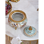 Шкатулка с крышкой из голубого фарфора с риунком птиц и цветов Blue Garden варинант исполнения - 4 | Loft Concept в Грозном