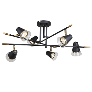 Потолочный светильник с конусообразными плафонами с контрастным сочетанием бронзы и глубоким черным цветом Aurika