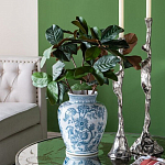 Ваза округлой формы белого цвета с синим растительным узором Blue & White Ornament  варинант исполнения - 4 | Loft Concept в Грозном