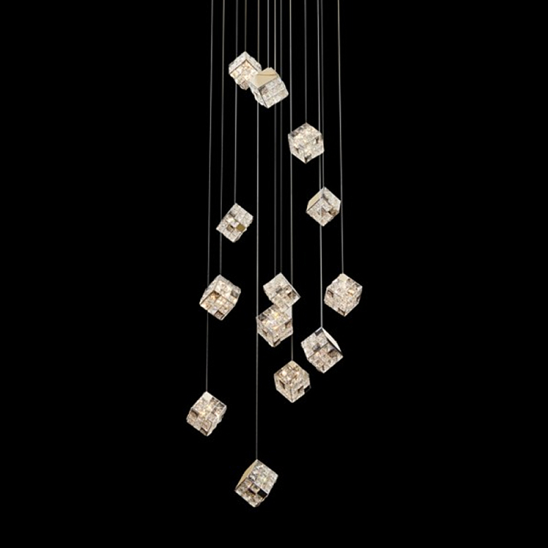 Люстра каскадная с мозаичным хрустальным оформлением Sparks of Crystal Прозрачный Хром Золотой Люстра каскадная с мозаичным хрустальным оформлением Sparks of Crystal Прозрачный Хром Золотой в Грозном | Loft Concept