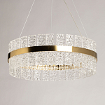 Люстра круглая золотого цвета с прозрачными рельефными стеклянными вставками Textured Glass Chandelier варинант исполнения - 4 | Loft Concept в Грозном