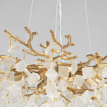 Люстра подвесная золотого цвета с декоративными ветвями и прозрачными рельефными подвесками FAIRYTREE Light варинант исполнения - 7 | Loft Concept в Грозном