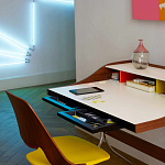 Письменный стол с 2-мя чёрными выдвижными ящиками и нишей с цветными разделителями Ballan варинант исполнения - 6 | Loft Concept в Грозном