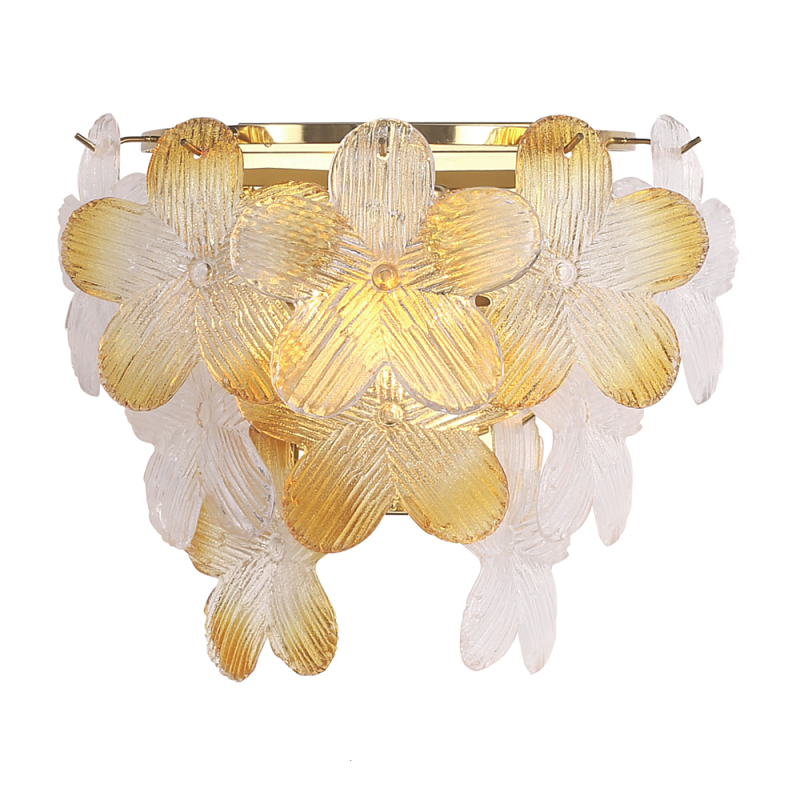 Бра с цветочными мотивами Light Floral Glow Золотой Прозрачное Стекло Янтарный в Грозном | Loft Concept 