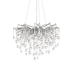Люстра подвесная с прозрачными стеклянными подвесками в форме капель Диаметр 60 см Droplet Chandelier варинант исполнения - 14 | Loft Concept в Грозном