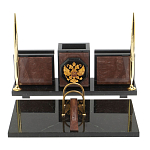 Настольный письменный набор из камня лемезит с гербом России Royal Accessory варинант исполнения - 1 | Loft Concept в Грозном