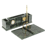 Настольный письменный набор из змеевика с подставкой под календарь и часами Successful Leader варинант исполнения - 2 | Loft Concept в Грозном