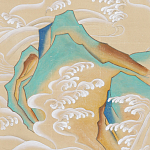 Обои ручная роспись Matsushima Waves Kano on Edo Straw India tea paper варинант исполнения - 1 | Loft Concept в Грозном