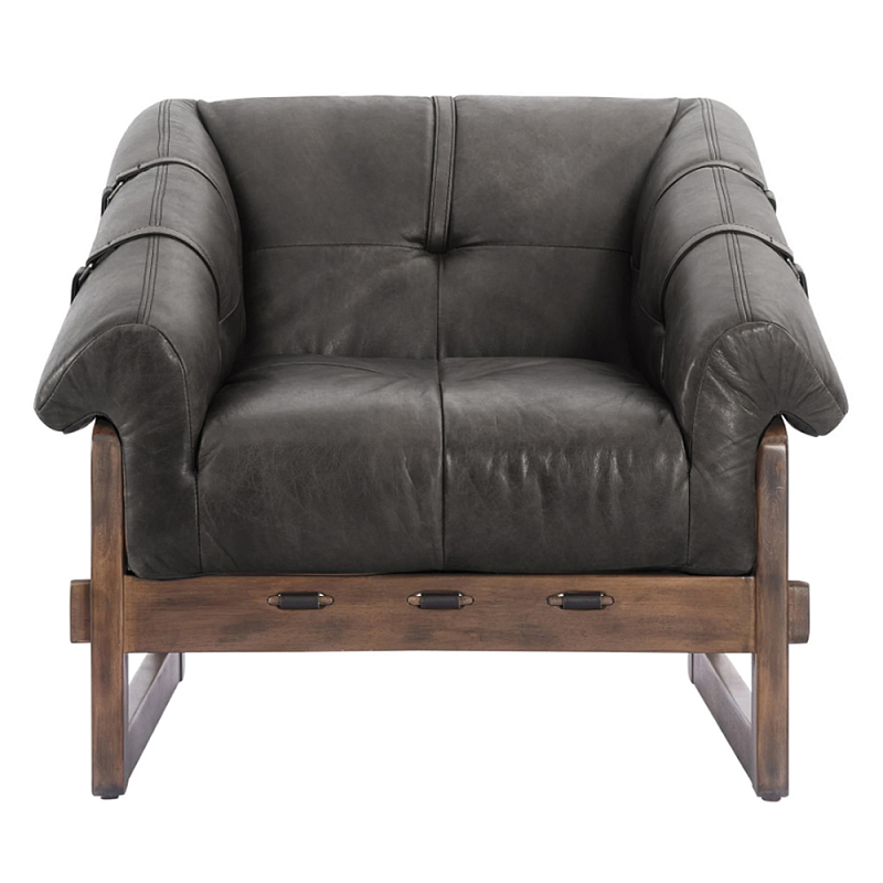 Кресло Duncan винтажная черная кожа Черный Коричневый в Грозном | Loft Concept 