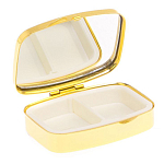 Таблетница карманная прямоугольная с 2-мя отделениями с зеркалом и накладкой из натурального камня Лазурит Gold Stone Pillboxes варинант исполнения - 3 | Loft Concept в Грозном