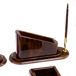 Настольный письменный набор с часами из природного камня обсидиана  Contract Extended варинант исполнения - 4 | Loft Concept в Грозном