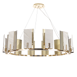 Люстра подвесная круглая с прямоугольными мраморными и золотистыми панелями на металлическом каркасе Диаметр 118 см Marble square Chandelier варинант исполнения - 1 | Loft Concept в Грозном