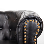 Кресло кожаное с мягкими подлокотниками на 4-х деревянных ножках Logan Leather Armchair black варинант исполнения - 4 | Loft Concept в Грозном