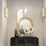 Золотое настенное круглое зеркало Golden Orbit варинант исполнения - 2 | Loft Concept в Грозном