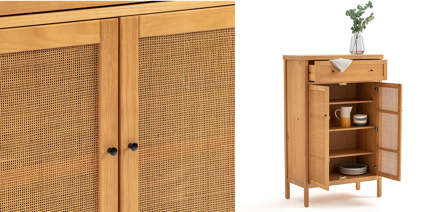 Комод в скандинавском стиле с плетеными дверцами Niels Wicker 3 drawers Комод в скандинавском стиле с плетеными дверцами Niels Wicker 3 drawers - Loft-Concept в Грозном