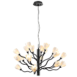 Люстра подвесная черного цвета с ветвями и белыми фарфоровыми цветами Floralis варинант исполнения - 8 | Loft Concept в Грозном