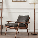 Кресло c каркасом из массива дерева и мягкой кожаной обивкой Walnut Armchair варинант исполнения - 11 | Loft Concept в Грозном