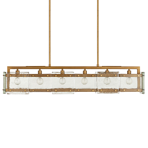 Люстра прямоугольная из толстого литого стекла Cast Glass