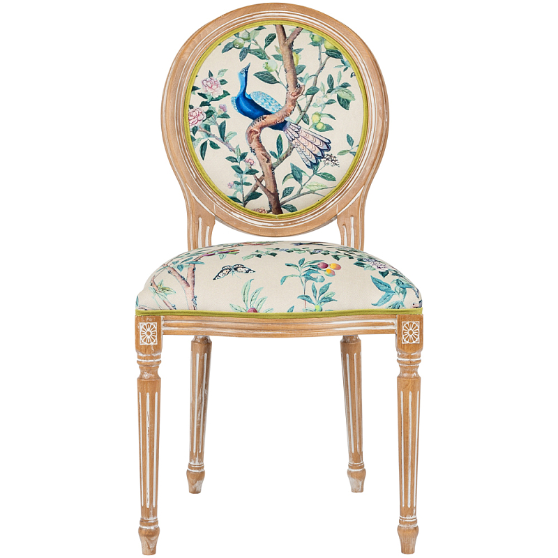 Стул из массива бука бежевый с изображением птиц в саду Beige Green Chinoiserie Blue Bird Chair Бежевый Мульти Салатовый Стул из массива бука бежевый с изображением птиц в саду Beige Green Chinoiserie Blue Bird Chair Бежевый Мульти Салатовый в Грозном | Loft Concept
